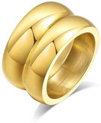 Joo&Rind Ringe Gold Damen Edelstahl Ring Wasserfest 18K Vergoldete Ringe Frauen Hypoallergen Wassertropfen Ring Verstellbar Schmuck für Geschenke