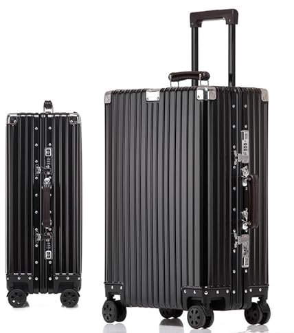 Meoky Metallkoffer Tragbarer Koffer aus Aluminiumlegierung 4 Räder Handgepäck 3-stellige Zahlenschlösser,6,24in