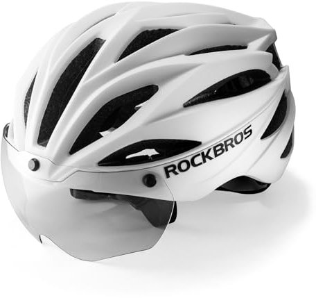 ROCKBROS Fahrradhelm Erwachsene mit Visier Magnetische Abnehmbarer, MTB Helm Atmungsaktiv Radhelm Rennradhelm Einstellbare für Damen und Herren, 58-62cm