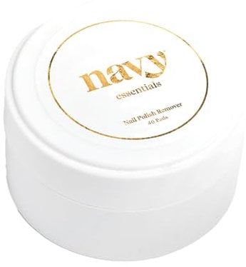 Navy Acetone-Free Nail Polish Remover Pads – 40 Moisturising & Nourishing Pads for Healthy Nails – Conditioning Formula – Easy Travel Polish Removal – Made in UK