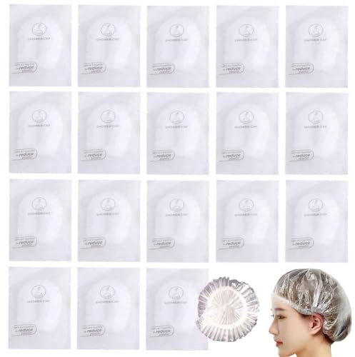 50Pcs Individually Wrapped Disposable Shower Caps, Plastic Waterproof Elastic Thick Bath Caps,Multi-Purpose Travel Shower Caps, Perfect for Hair Treatment, Salon, Spa, Hotel, Travel