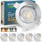 KYOTECH LED Einbaustrahler 230V Dimmbar 68-75mm, 5W LED Spot Ultra Flach 550LM, 3000K/4000K/6500K Deckenspots, 45° Schwenkbar Einbauleuchten, IP44 Einbauspots für Badezimmer, Alu Gebürstet 6er Set