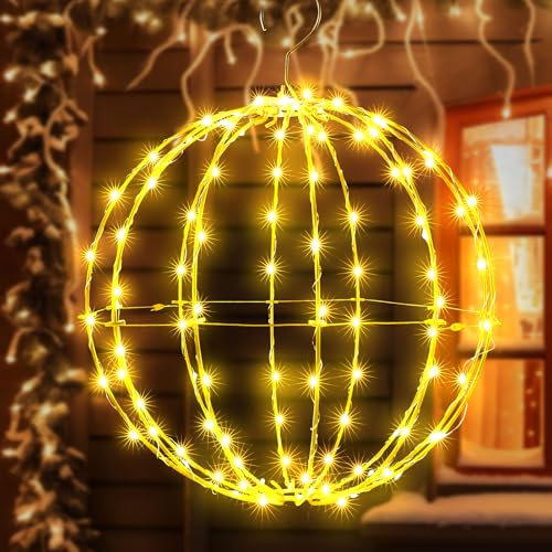 LED Weihnachtskugeln für den Außenbereich, Hängende Gartenlichter mit 8 Modi, wasserdichte Weihnachtsdeko für Hof, Terrasse & Veranda, Warmweiß – perfekte Weihnachtsdekoration (25cm × 25cm)