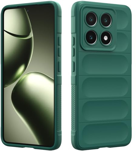 RIIMUHIR Funda Silicona Compatible con Xiaomi 14T 5G, Protectora de Cuerpo Completo, Antigolpes Carcasa, Protección Lente Cámara, Tacto Suave y Sedoso Caso (Verde Oscuro)