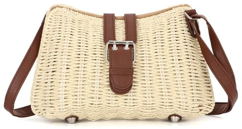Syrads Femmes Paille Embrayage Sac à bandoulière Sac à Main D’été Pour Vacances En Plein Air