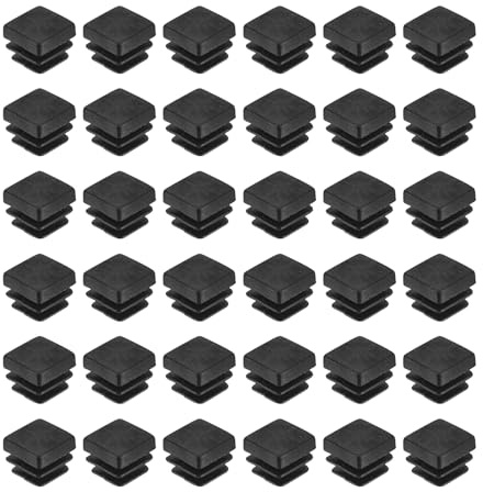 QUARKZMAN 38 Stück Lamellenstopfen für Vierkantrohre, 10x10mm klein Schwarz Quadratisch Stuhlbeinkappen, PE-Lamellenstopfen Rohrstopfen passen für 9mm Vierkantrohr Stühle Regale