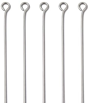 Kettelstifte 100 Kopfstifte Farbwahl 40mm (Platin Silber #S380) | Schmuckherstellung Metall Öse basteln
