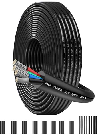 SCHDRA UL2464 16 AWG 4 Core Low Voltage Cable, 4x1.5mm², 26.25 ft | UL2464 low voltage cable with stranded tinned copper and flexible PVC for RGB LED, marine, solar and automotive projects