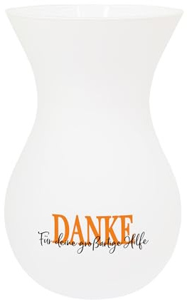 Herz & Heim® Personalisierte Ritzenhoff Vase aus Glas mit Wunschtext, Name oder Alter – Verschiedene Motive & Farben – Geschenk zum Geburtstag, Muttertag, Dankeschön (Weiß, Danke)