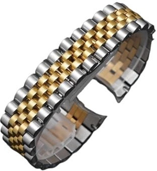 ewgrkba Stahlband-Uhrenkette, kompatibel mit Rolex Oyster Type Motion Log Type, originales Edelstahl-Uhrenarmband, 13 mm, 17 mm, 20 mm, 21 mm(Silver gold,13mm)