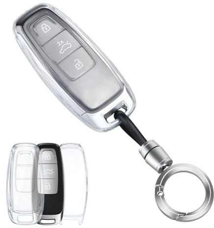 OFFCURVE Funda Llaves Transparente Carcasa Mando Coche Carcasa Protectora Llaves para Audi A1 A3 A4 A5 A6 A7 A8 Q1 Q3 Q5 Q7 Q8 S3 S4 S6 RS4 RS6 R8 TT TTS Seat Exeo 3R