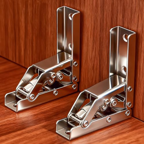 2 Pack Locking Hinge Folding Table Brackets 0°-90°-180° | Heavy Duty Degree Self Locking for Table Legs Furniture, With Screws