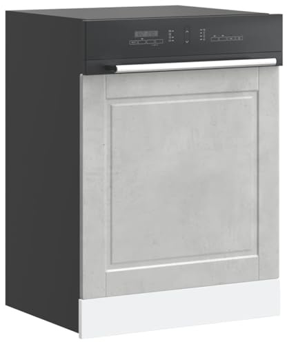 Qnhdfrt Dishwasher Panel Porto Concrete Grey 60x1.5x67 cm Engineered Wood Kitchen Cabinet Front Moisture-Resistant for Standard 60 cm Built-in Machine