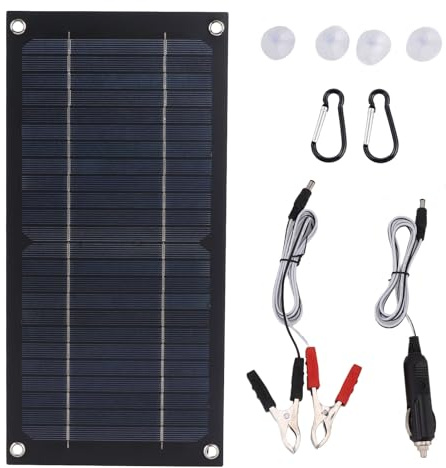 Solar Car Battery Charger - Waterproof 12V/24V Solar Battery Maintainer, Plug and Play Trickle Charging Kit, Functional Solars Panel Tool for RV, Tractor, Snowmobile, Marine Vehicles, Outdoor