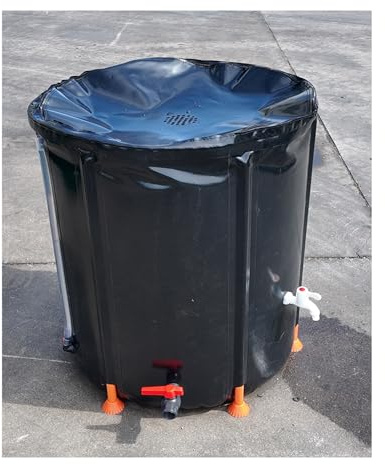 LumaGrove Rainwater Harvesting Tank FlexibleWater Storage Barrel with Mesh Filter Lid Fabric Large Capacity Water Collector(Noir,250L)