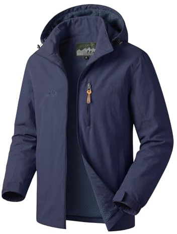 Muwodkdn Veste Coupe Vent Homme en Softshell Extérieur avec Capuche | Veste Imperméable Homme Fermeture Eclair Léger Sport Outdoor Manteau Homme Mi Saison pour Voyage Randonnée