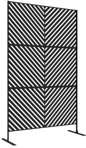 Outsunny Metal Outdoor Privacy Screen Garden Divider Stand Black