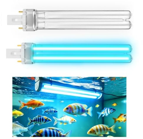 2*9W Teichfilterlampen, UVC Ultraviolettlampen für Filter und Kläranlagen, G23 PLS Ersatz UV Lampe/Röhre, Verwendet für Geräte und Orte, die in Fischteichen und Fischtanks desinfiziert werden müssen