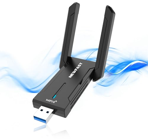 NEWFAST AXE5400Mbps Adaptador WiFi USB para PC Adaptador WiFi6E | USB3.0 WiFi 6 para PC 6GHz/5GHz/2.4GHz Antena WiFi USB Compatible Windows 11/10, MU-MIMO