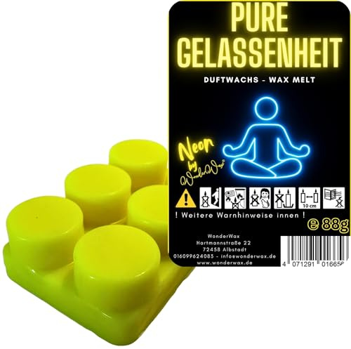 WonderWax Neon Duftriegel 6 x Duftwachs Kreise Wachsmelt Duftwachs Raumduft für Duftlampen Soja Wachs Melts Duftmelt Aroma Wellnes Kerzen Wärmer Wax Tarts Pure Gelassenheit