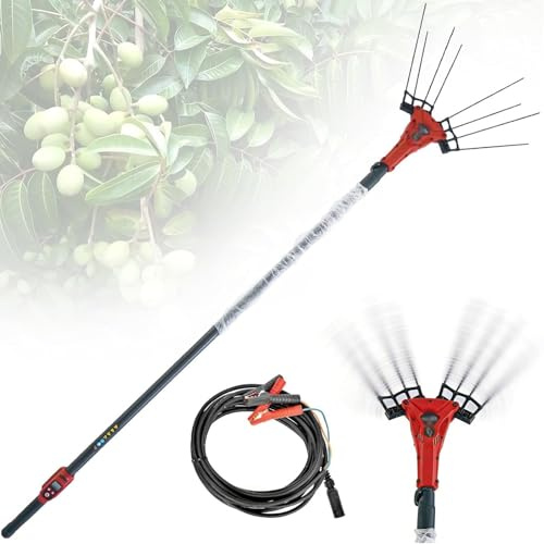 Raccoglitore di olive elettrico da 600 W, raccoglitore vibrante versatile con asta telescopica regolabile (175-270 cm), per datteri, chicchi di caffè