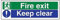 VSafety 14012AX-R, cartello per uscita di sicurezza con scritte “Fire exit/Keep clear” (lingua italiana non garantita), 1 mm, in plastica rigida, orizzontale, 300 x 100 mm