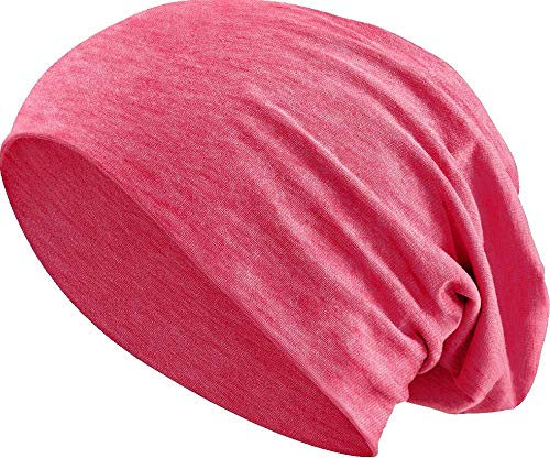 Jersey Baumwolle elastisches Long Slouch Beanie Unisex Mütze Heather in 35 (3) (Heather Red)