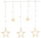 Nipach GmbH Sternenvorhang 61 LED warm weiß Lichterkette Lichtervorhang Fernbedienung Timer Batterie Partydeko 8 Funktionen Funktionslichterkette