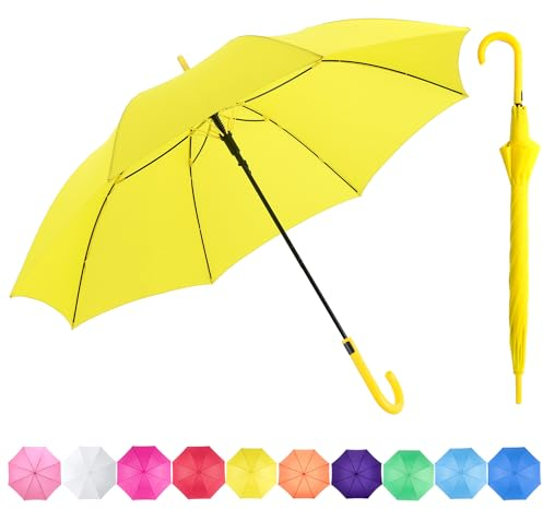 RUMBRELLA Stick Umbrella, 51 Inch Large Automatic Open for 2 Persons Stormproof for Businessmen, UPF 50+ Waterproof Durable Strong 8 Ribs Golf Brolly (Yellow)