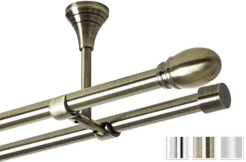 Rollmayer Gardinenstange Ø19mm 160cm Antik Gold 2-läufig