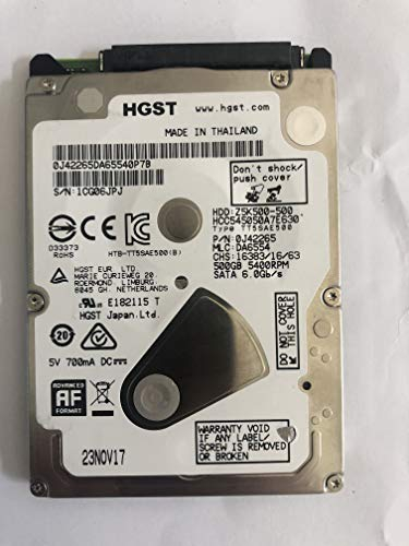 HGST - Disco duro (500 GB, SATA, 2,5, HTS545050A7E362, Z5K500-500, 0J38105, PC portátil)