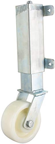 Rollentechnik gefederte Torrolle Torlaufrolle Stützrad Federrolle für Schwenktor Weidetor Hoftor Gartentor | Rad Polyamid Ø125x50 | Bauhöhe 410mm | Tragfähigkeit 450 kg