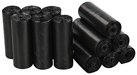 Qshape 300 Bolsas de Basura de Cocina de 40 L, Bolsas de Basura Negras, 12 Rollos