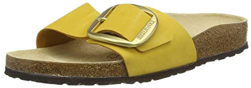 Birkenstock Damen Mules Madrid Big Buckle Cuir Nubuck Ocre Sandale, 36 EU Schmal