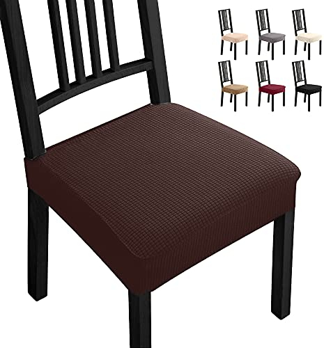 Stuhlhussen 6 Stück Elastische Moderne Beschützer Stuhlhussen Jacquard Stuhlüberzug,bi-Elastic Spannbezug, Fleckschutz Moderne Abdeckung langlebig für Haus- langlebig Universal-(6 Stück Braun) -B