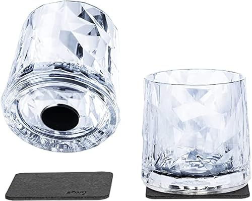 silwy® HIGH-TECH-Kunststoff-Magnet-Gläser inkl. Metall-Nano-Gel-Pads – rutschfeste Campinggläser, Boot- und Yachtzubehör (Tumbler // 0,25 l // 2er Set)