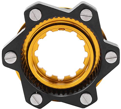Fahrrad Centerlock Adapter 6-Loch Aluminium Scheibenbremsrotor Adapter Umbausitz für Mountainbike(Schwarz + Gold)