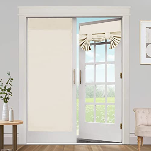 L.VICTEX Blackout Curtains for French Doors - Thermal Insulated Tricia Door Window Curtain for Patio Door, Self Stick Tie Up Shade Energy Efficient Double Door Blind, 26 x 68 Inches, 2 Panels, Beige