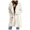 Cappotto in pile da donna, lungo, invernale, elegante, tinta unita, per autunno e inverno, in pile, parka da montagna, in velluto caldo, per attività all'aria aperta, lungo trench, bianco, XL