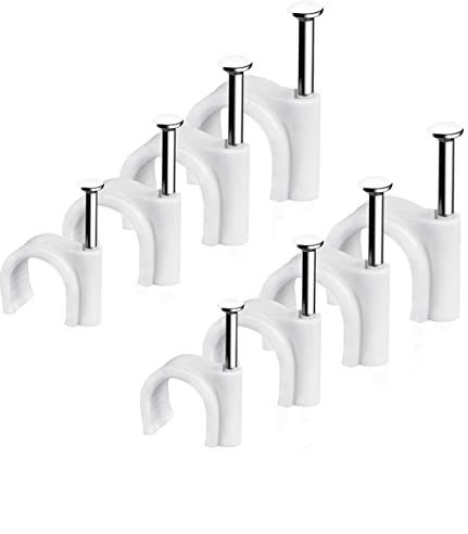 CONPHERON Abrazadera para Cable Blanco, Clips de Cable Redondo, Sujeta Cables 18mm, 100 pcs