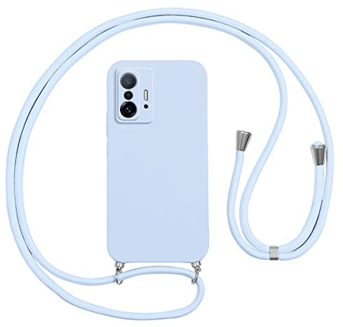 Vauki Funda con Cuerda para Xiaomi 11T/Xiaomi 11T Pro 5G, Carcasa Silicona AntiChoque con Correa, Case con Ajustable Colgante Collar Cordón Suave Cuello para Xiaomi 11T Móvil Teléfono, Púrpura Claro