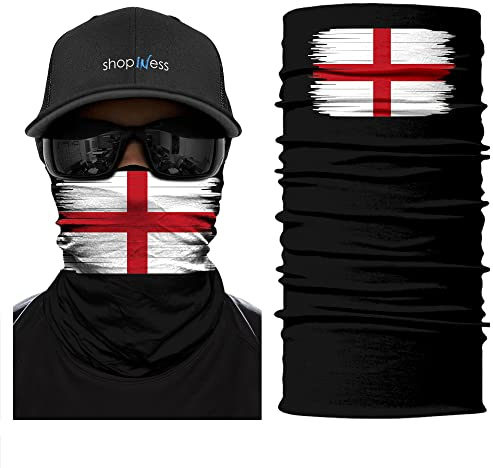 ShopINess Unisex Erwachsene Multifunktions Schlauchschal Halswärmer Neckwarmer Flaggen-Stil Fußball Weltmeisterschaft (England)