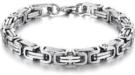 Bandmax Königskette Armband Herren Edelstahl Armkette Byzantine Armband Biker Armband Schickes Königsarmband Männer Schmuckstück Modeschmuck Länge 19CM