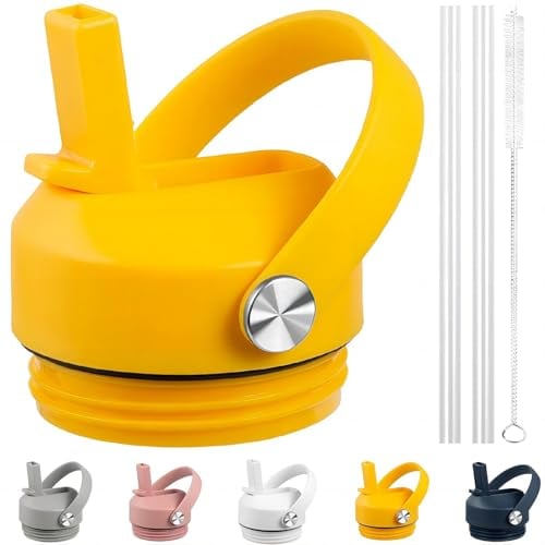 Straw lid for Yeti Rambler 18 26 36 64 oz, Lid with Straws and Flexible Handle, Replacement Cap for Yeti 18oz 26oz 36oz 64oz Rambler Water Bottle Straw Cap, King Crab