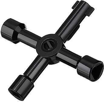 WeddHuis Chiave multifunzionale a 4 vie per elettricità, acqua, gas, contatore, armadietto, chiave di apertura (nero)