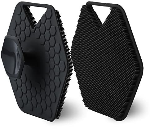 Scrub Silicone Corpo, Morbido Spazzola Massaggiante Silicone Pad Massaggio Doccia Scrubber per Piedi Spazzola a Presa Facile per Tutti i Tipi di Pelle (Nero)