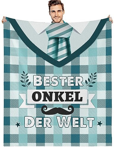 G-dake Bester Onkel Geschenk, Decke An Meinen Onkel von Nichte und Neffe Geschenkideen für Onkel zum Geburtstag Vatertag Valentinstag Weihnachten Hochzeit, Kuscheldecke Flauschig 130x150cm
