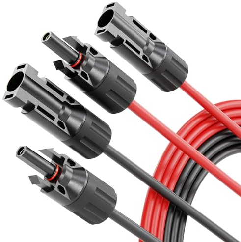 2X 2 Meter Solarkabel 4mm2 H1Z2Z2-K schwarz & rot - PV Kabel 4mm2 UV-beständig - Solarleitung 4mm2, PV Leitung, Photovoltaik Montage Zubehör, Solar Kabel 4qmm von ABSINA