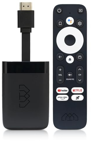AB-COM Homatics Dongle R 4K Media Streaming Client Android TV Media Player Stick con mando a distancia Flash eMMC 8GB Chromecast Soporta AV1