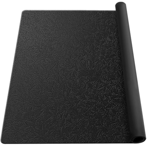 YUNJUER Large Silicone Mat for Worktops Protector, 2MM Thick Heat Resistant 230℃, Non-Slip Leaf Pattern Design, Multipurpose for Painting Art, Resin Craft, Kitchen Table, Drawing, 60 x 40 CM, Black